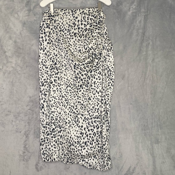 Zara Maxi Skirt Zebra Print Side Slit Sz XL - Picture 1 of 9
